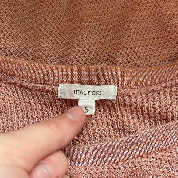 Maurices Light Pink Ruffle Cold Shoulder Knit Sweater Small Women’s - Picture 8 of 10